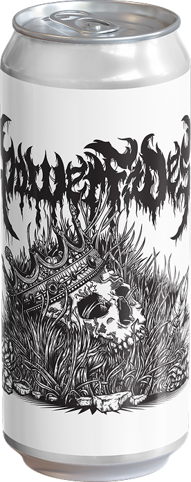 Beer can with an illustrative label