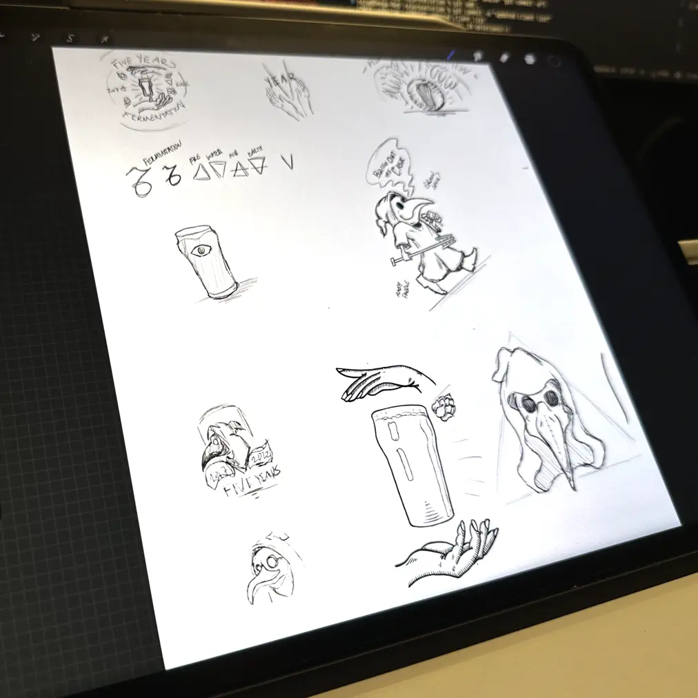 Image that various han drawn icons and characters